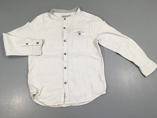 Chemise m.l texturé blanche col mao, moins cher chez Petit Kiwi