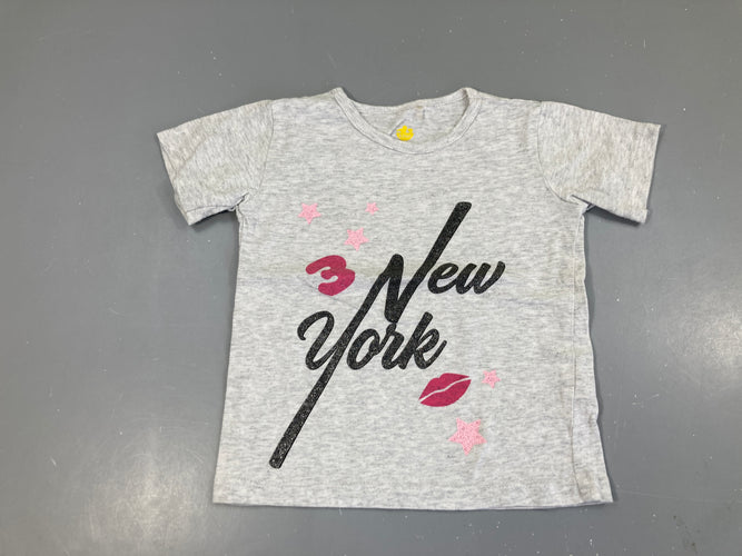 T-shirt m.c gris chiné New-York, moins cher chez Petit Kiwi