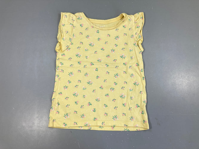 T-shirt m.c jaune fleurs, moins cher chez Petit Kiwi