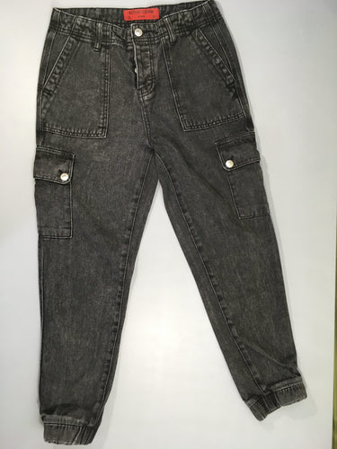 Jeans cargo noir taille et chevilles élastiques, moins cher chez Petit Kiwi