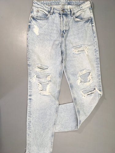 Jeans boyfriend clair effet déchiré, moins cher chez Petit Kiwi