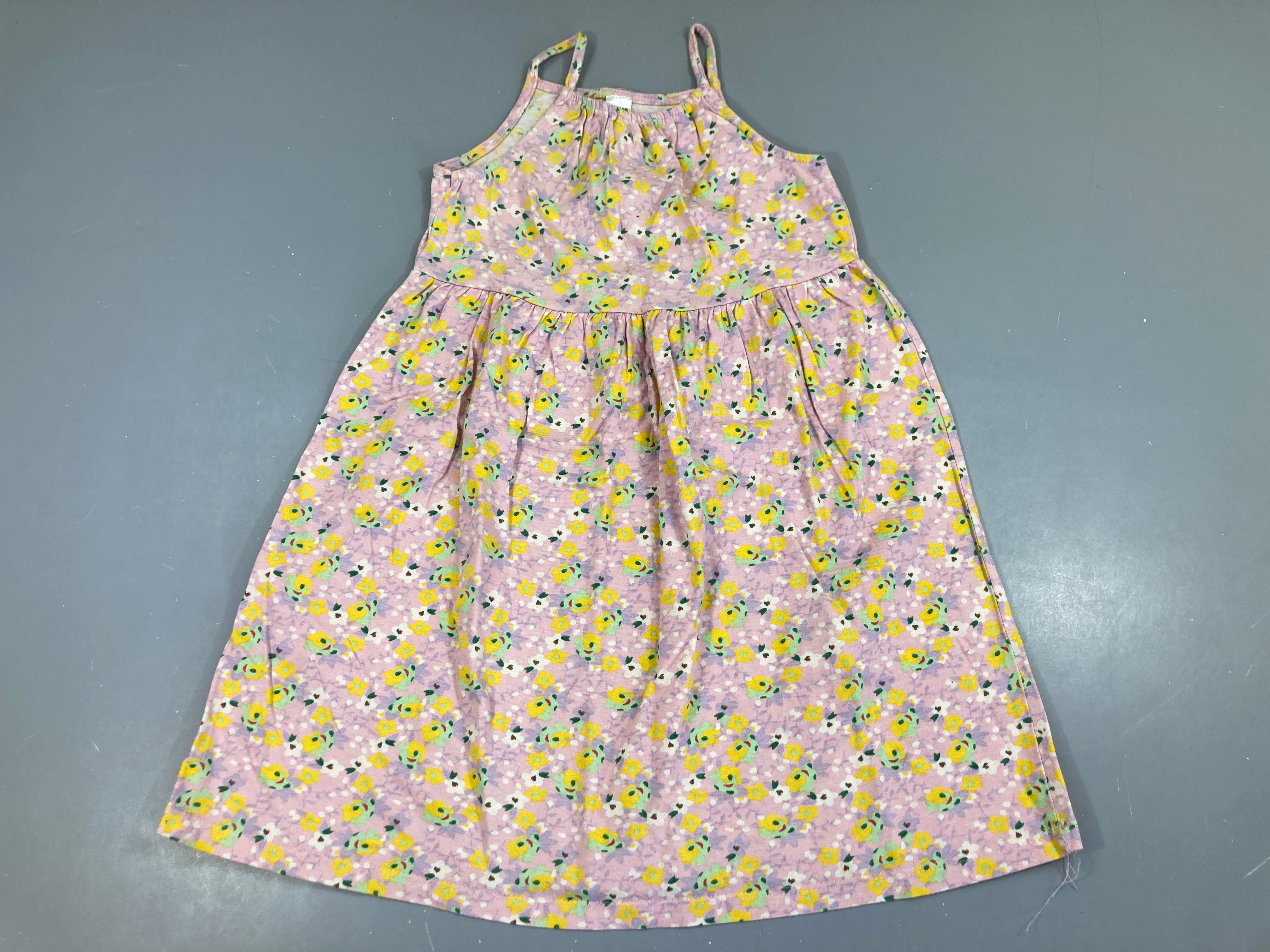 Robe fines bretelles jersey mauve fleurs jaunes