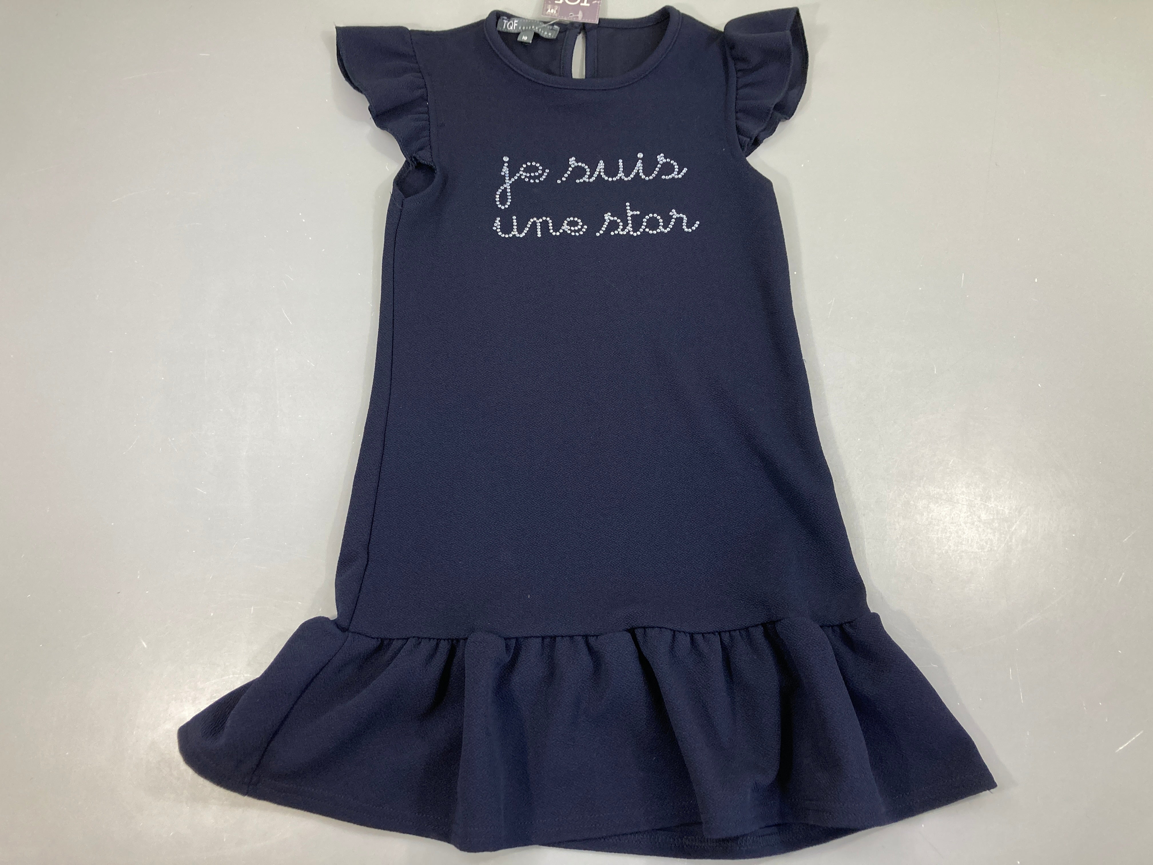 NEUF Robe m.c mousseline bleu marine star