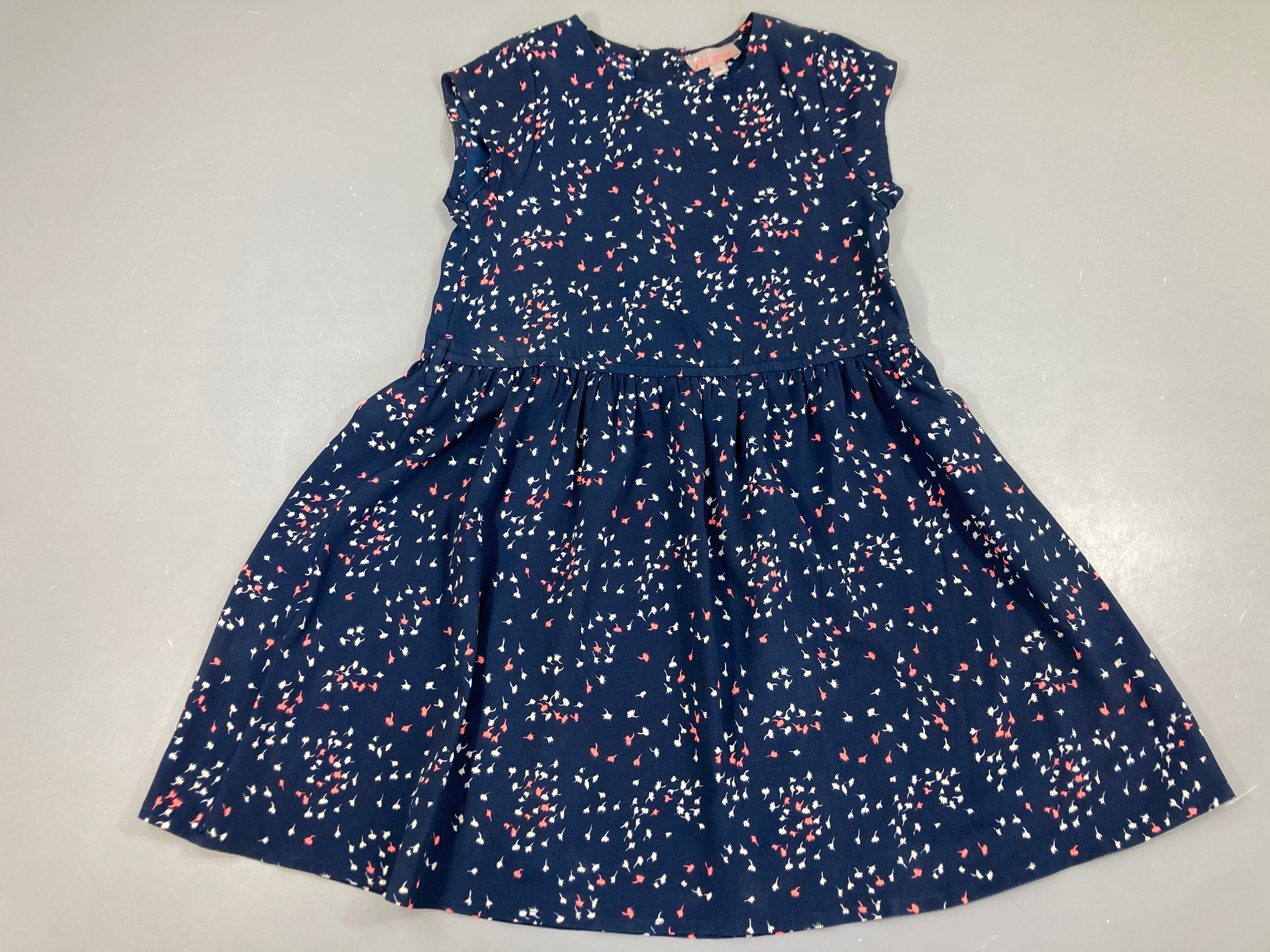 Robe m.c mousseline bleu marine pistilles