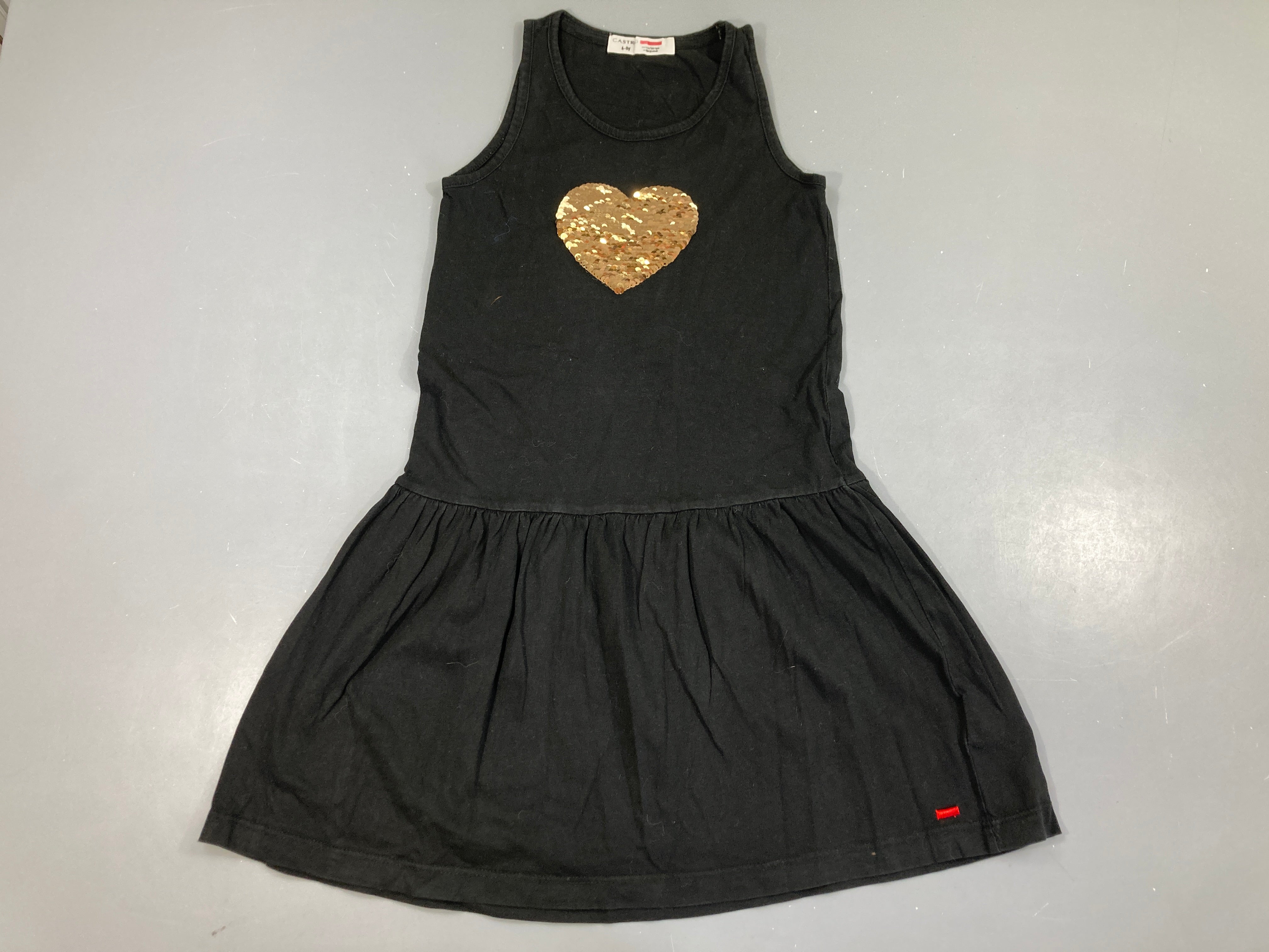 Robe s.m jersey noir coeurs sequins réversibles dorés