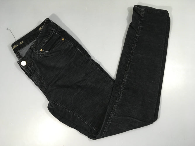 Pantalon slim velours  noir taille basse, moins cher chez Petit Kiwi