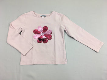 T-shirt m.l rose pâle fleur sequins réversibles