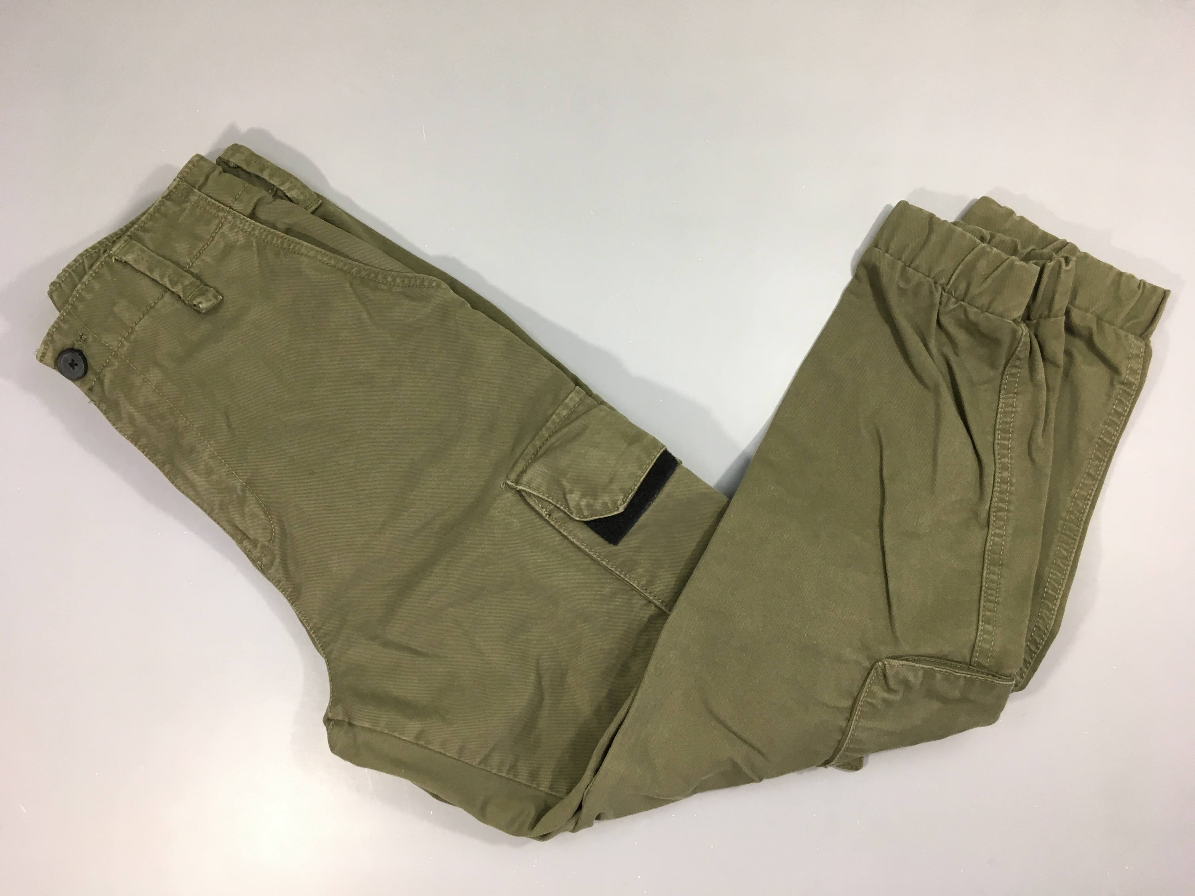 Pantalon cargo kaki taille et chevilles élastiques