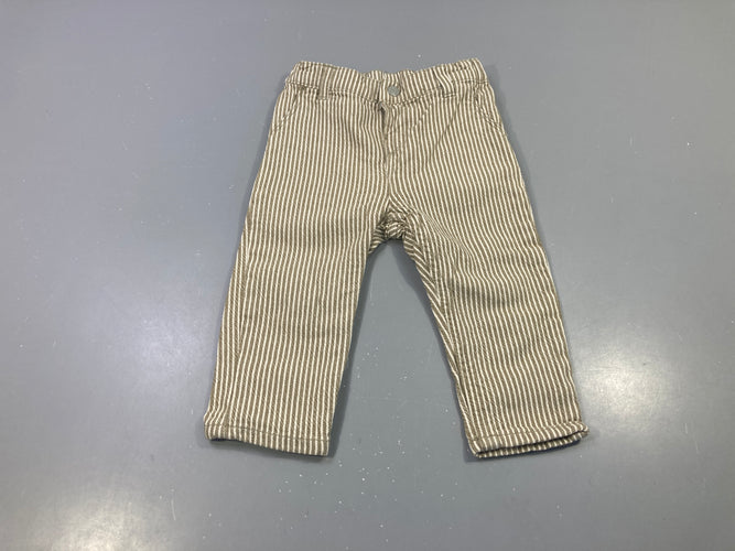 Pantalon rayé kaki écru, moins cher chez Petit Kiwi