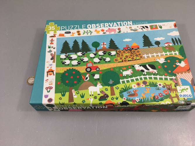 Puzzle d'observation la ferme (sans poster), 35pcs, moins cher chez Petit Kiwi