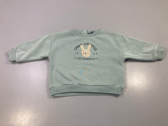 Sweat vert sauge farm campus lapin, moins cher chez Petit Kiwi