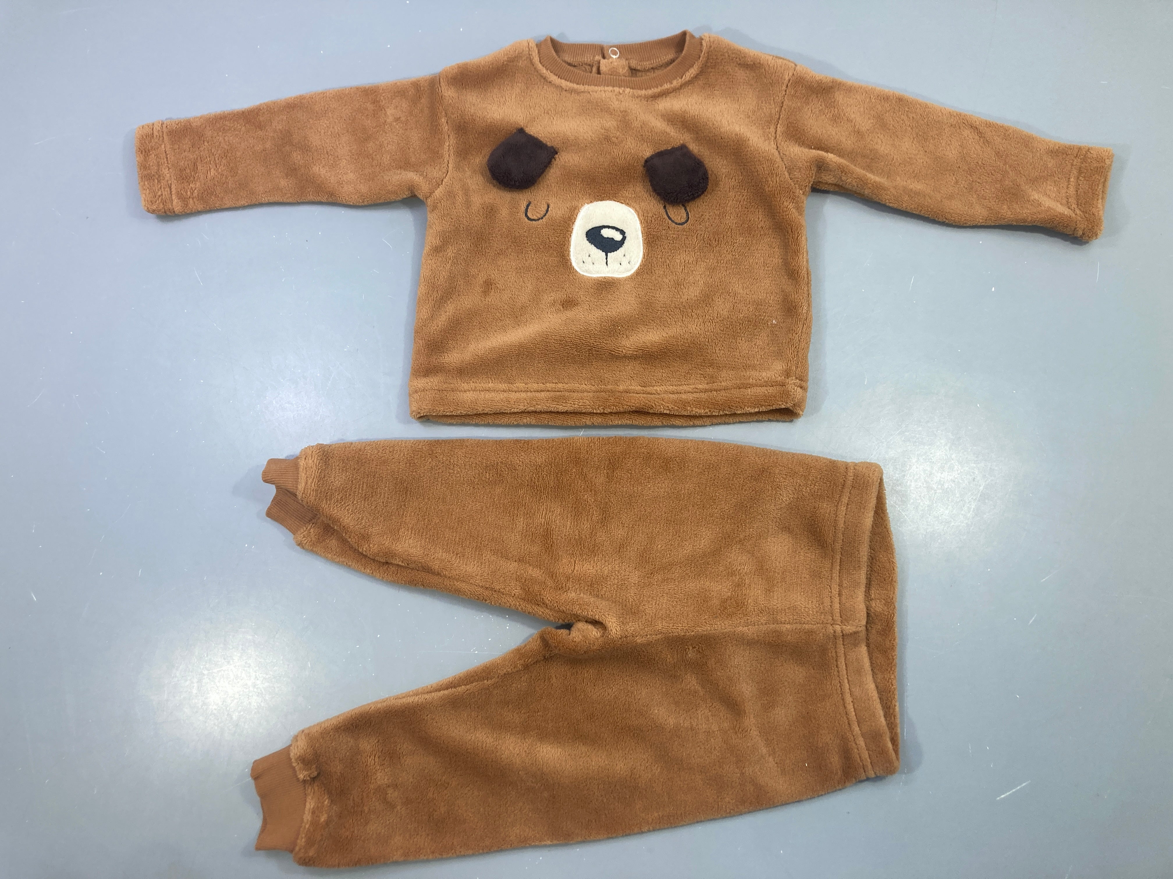 Pyjama 2pcs polaire marron ours