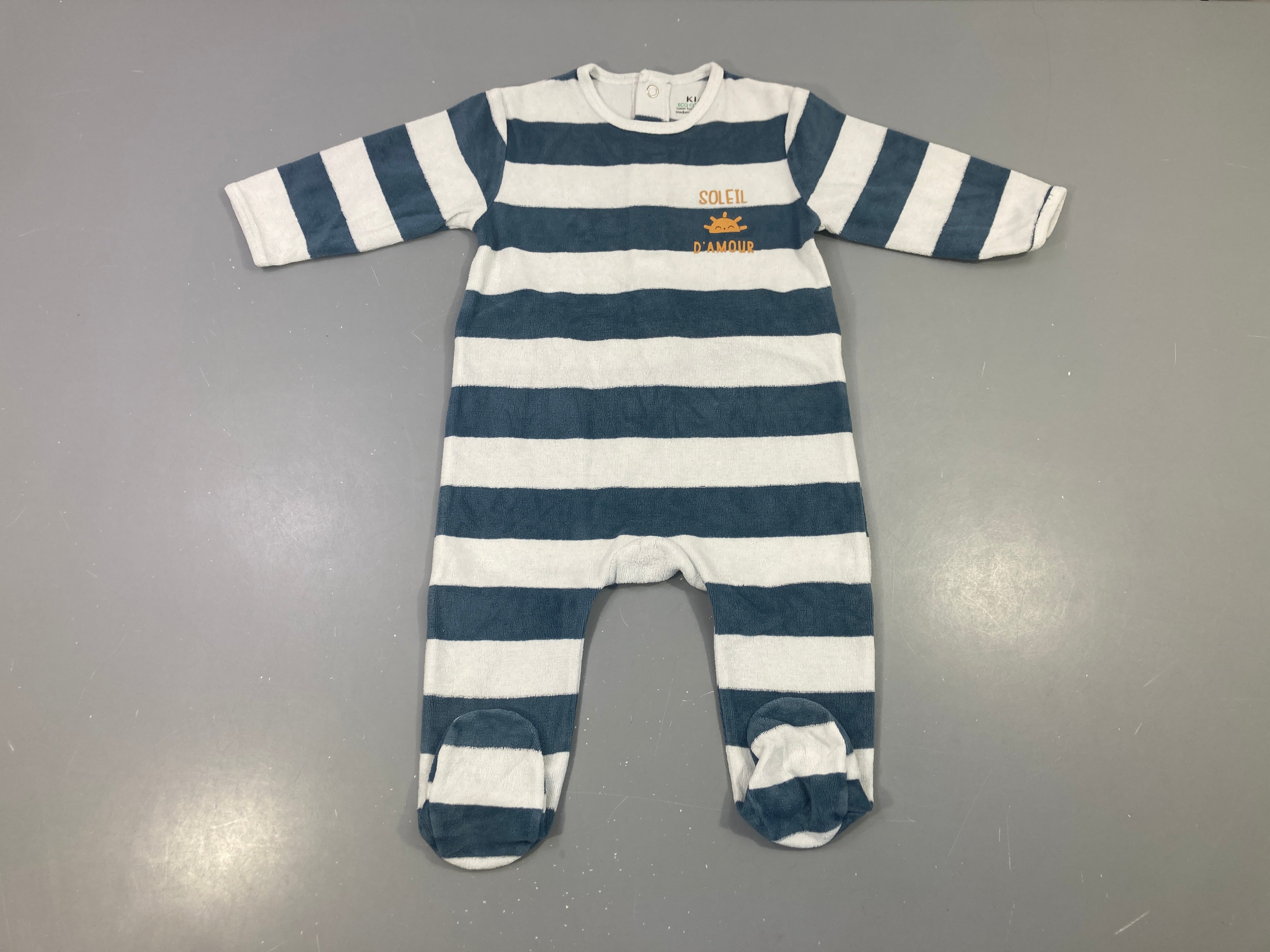 Pyjama rayé bleu marine écru soleil d'amour