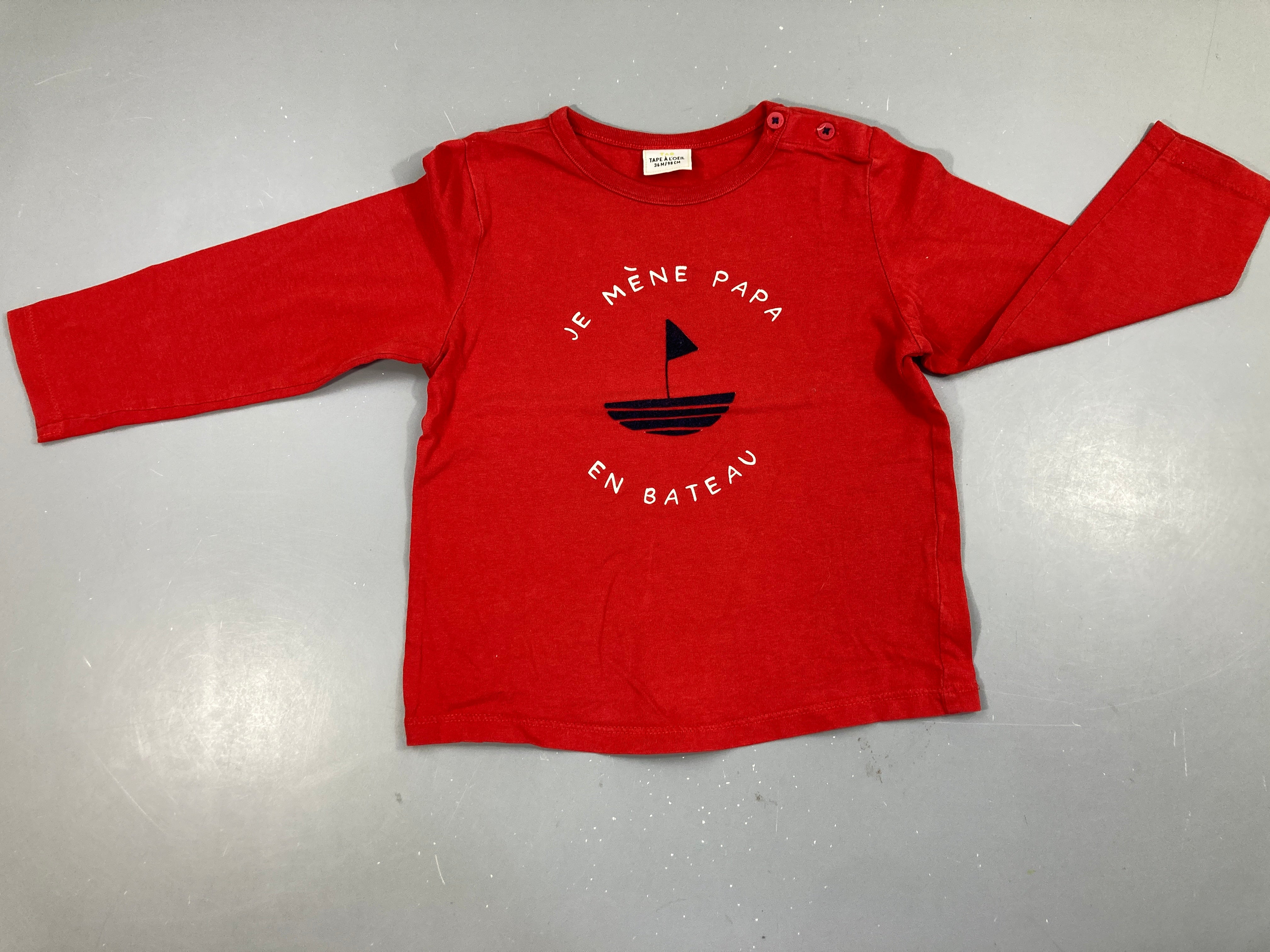 T-shirt m.l rouge Je mène Papa