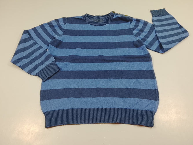 Pull rayé bleu , légèrement bouloché, moins cher chez Petit Kiwi
