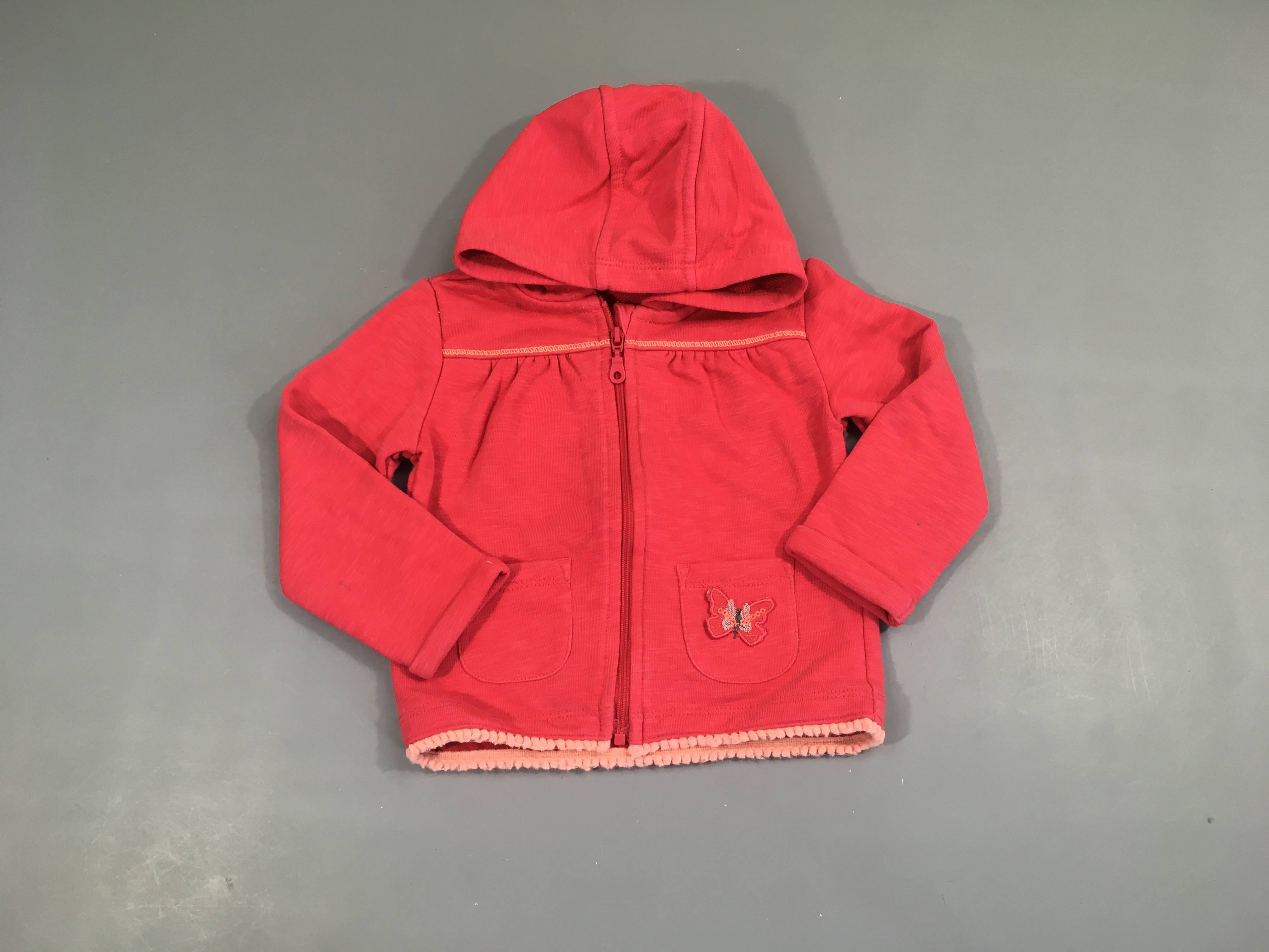 Sweat zippéà capuche rose flammé papillon