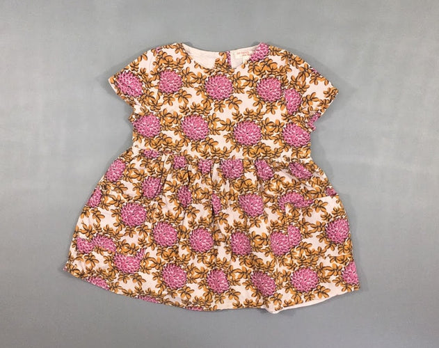 Robe m.c velours côtelé blanche feurs jaune/rose, moins cher chez Petit Kiwi