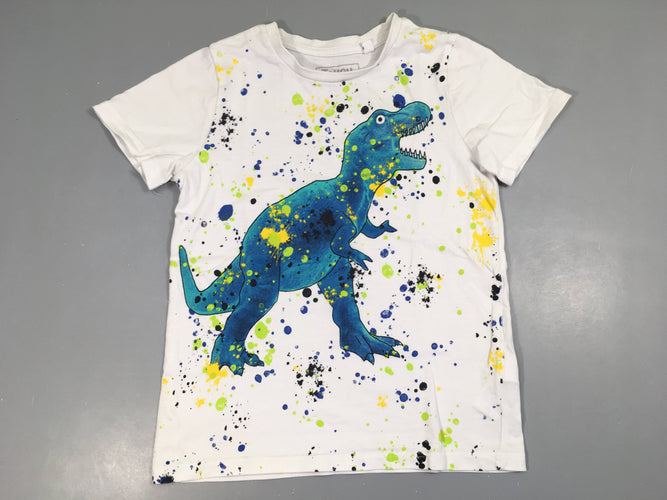 T-shirt m.c blanc effet taches Dino, moins cher chez Petit Kiwi
