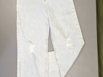 Jeans clair effet troué éraillé Wide Leg