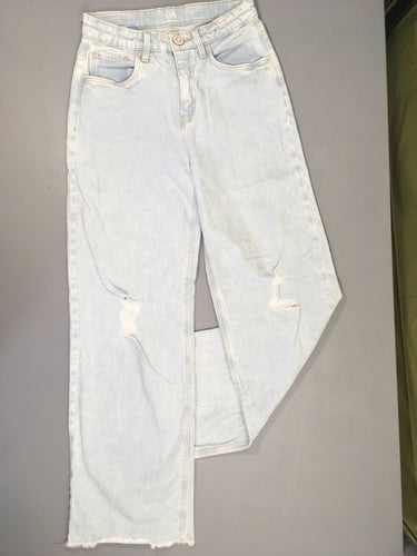 Jeans clair effet troué éraillé Wide Leg, moins cher chez Petit Kiwi