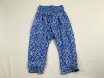 Pantalon fluide bleu fleurs