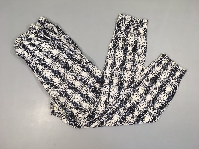 Pantalon fluide blanc-noir effet taches, moins cher chez Petit Kiwi