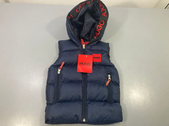 Neuf-Bodywarmer zippé capuche bleu marine, moins cher chez Petit Kiwi