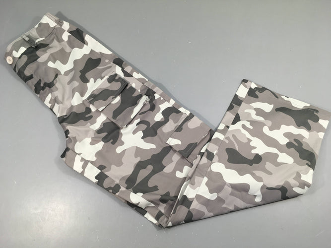 Pantalon cargo léger gris effet camouflage, moins cher chez Petit Kiwi