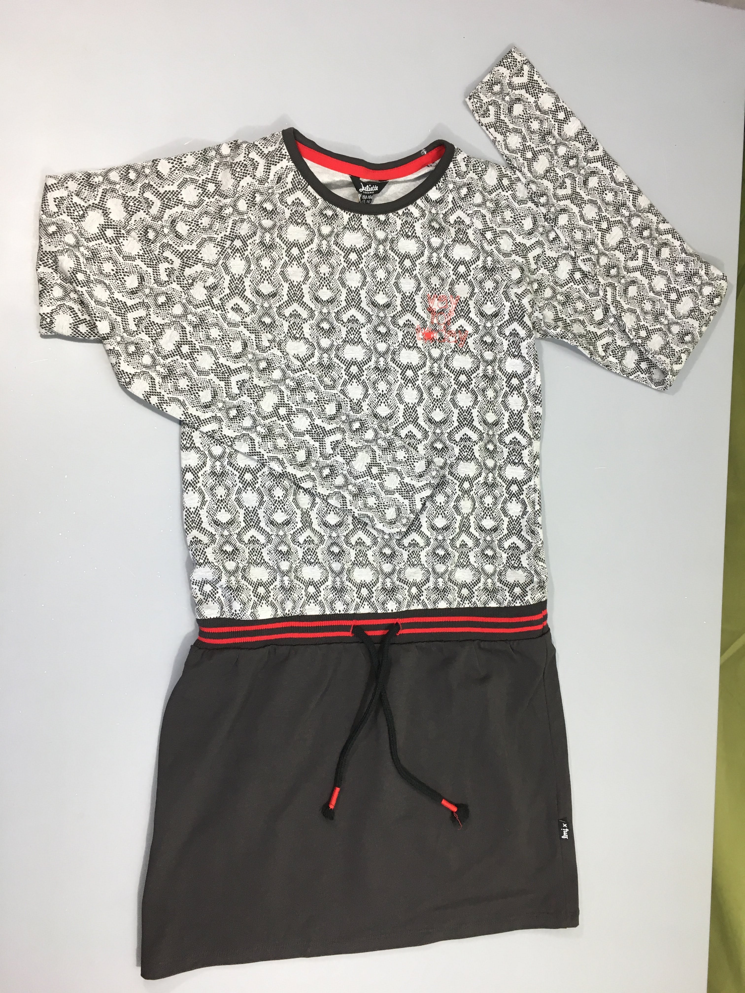 Neuf-Robe m.l jersey gris effet haut/Gris foncé bas