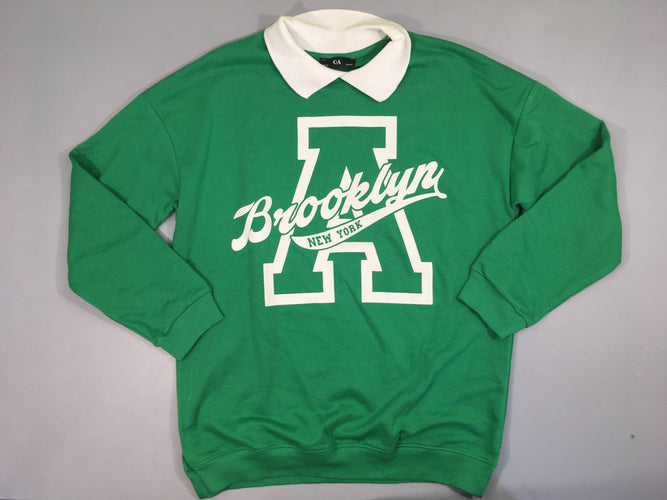 Sweat vert Brooklyn Col polo, moins cher chez Petit Kiwi