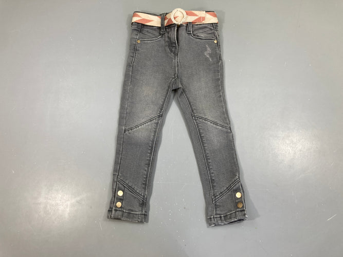 Jeans gris Skinny effet éraillé Ceinture textile, moins cher chez Petit Kiwi