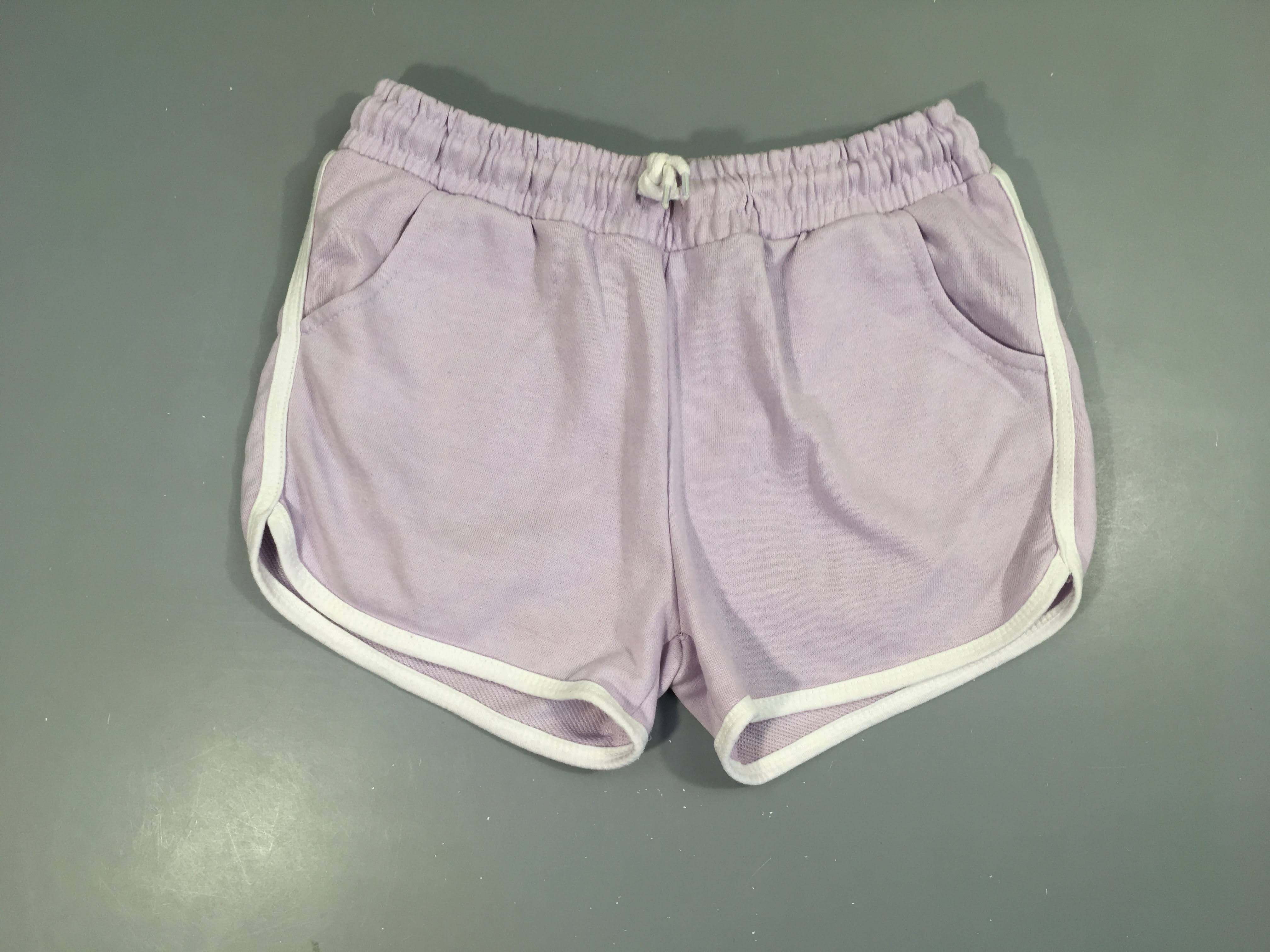 Short molleton lilas bords blancs