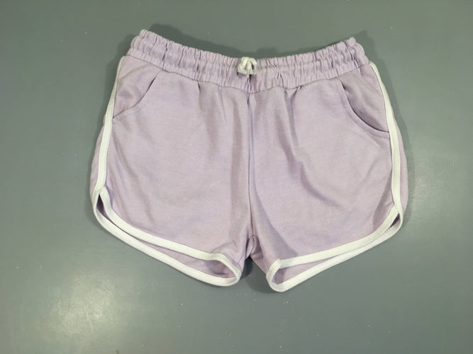 Short molleton lilas bords blancs, moins cher chez Petit Kiwi