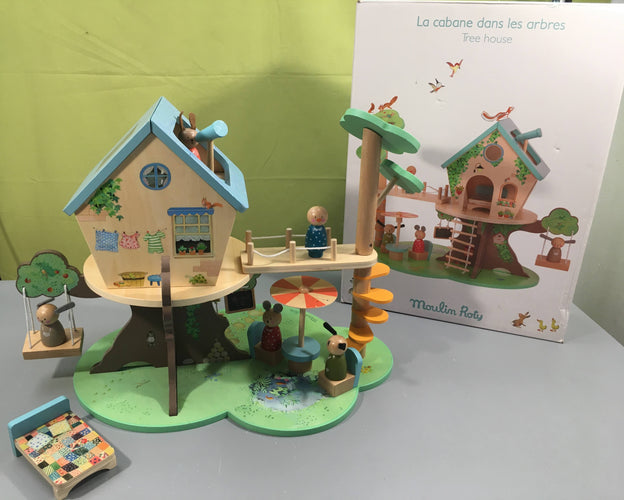 Complet La cabane dans les ar.bres en bois + accessoires et personnages, moins cher chez Petit Kiwi
