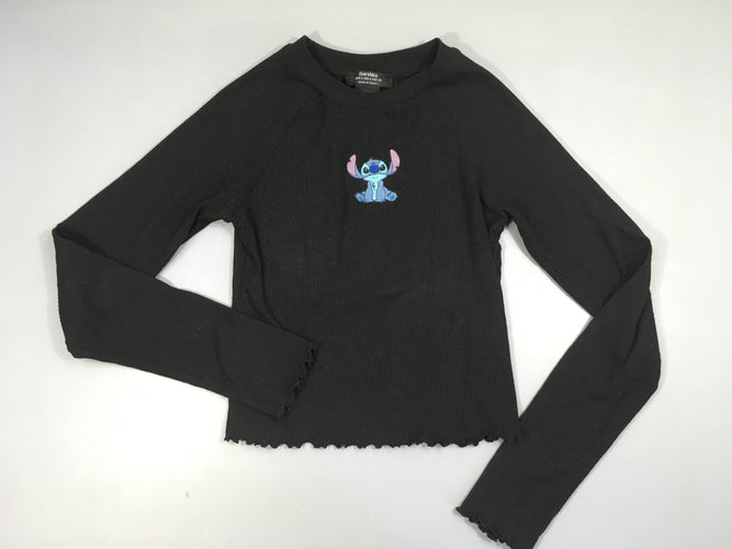 T-shirt m.l noir col montant côtelé Stitch, moins cher chez Petit Kiwi