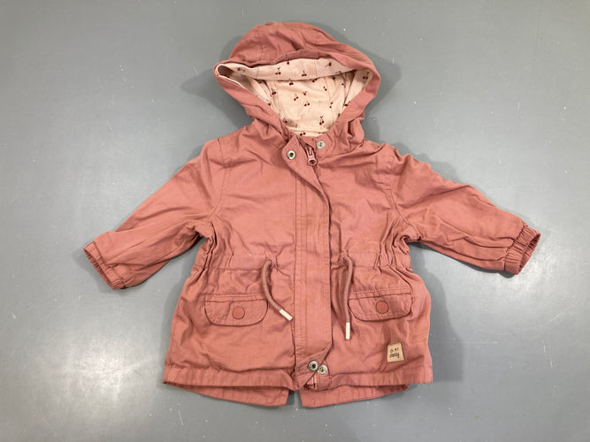Veste à capuche rose doublée jersey, moins cher chez Petit Kiwi