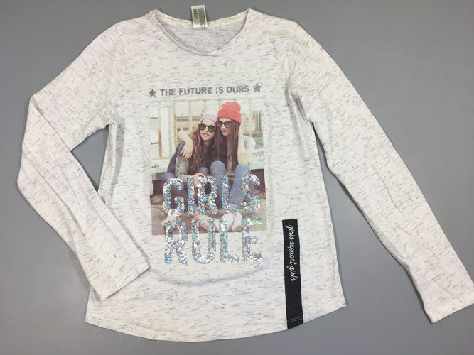 T-shirt m.l gris chiné RULE sequins, moins cher chez Petit Kiwi