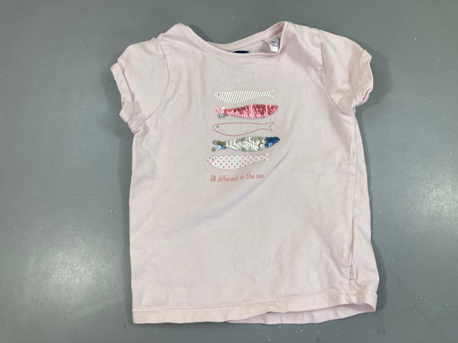 T-shirt m.c rose pâle Poissons sequins, moins cher chez Petit Kiwi