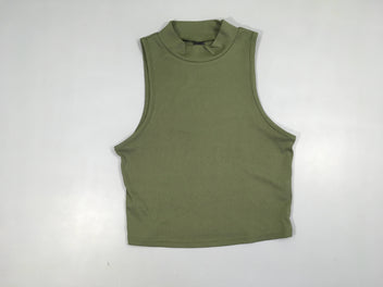 Crop Top s.m kaki côtelé col montant