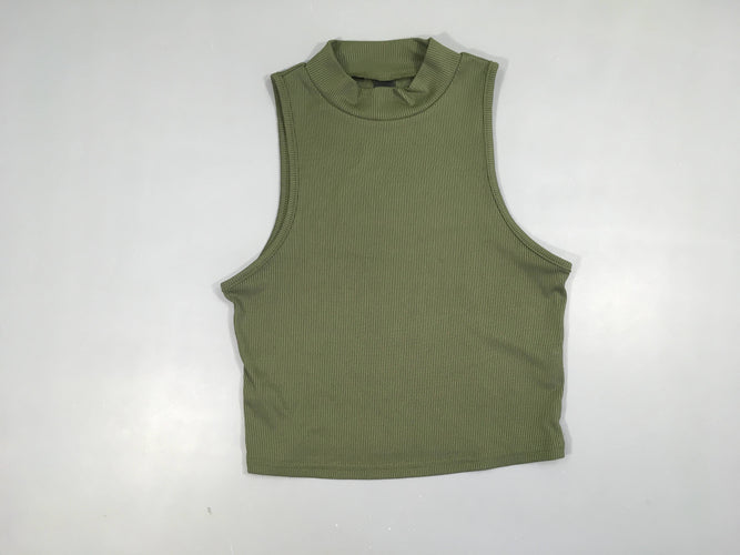 Crop Top s.m kaki côtelé col montant, moins cher chez Petit Kiwi