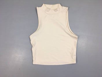 Crop Top s.m beige côtelé col montant
