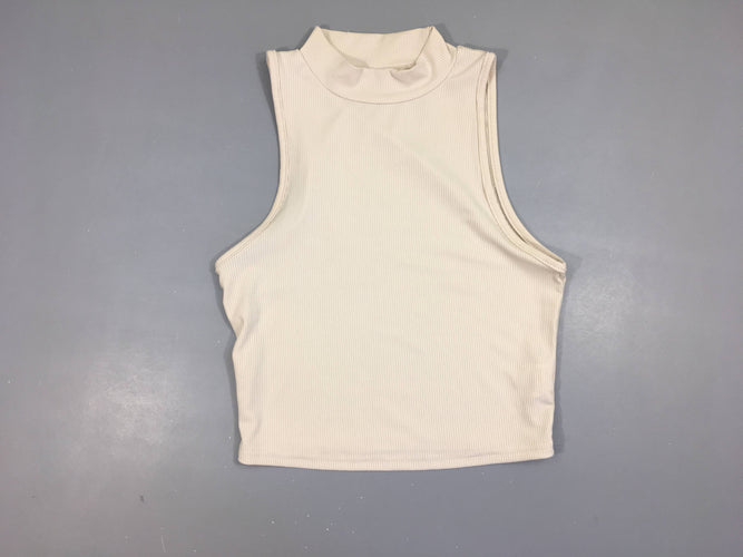 Crop Top s.m beige côtelé col montant, moins cher chez Petit Kiwi