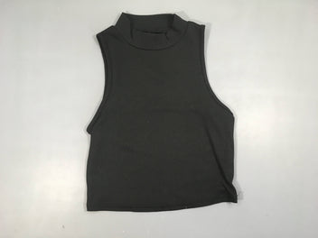 Crop Top s.m noir côtelé col montant