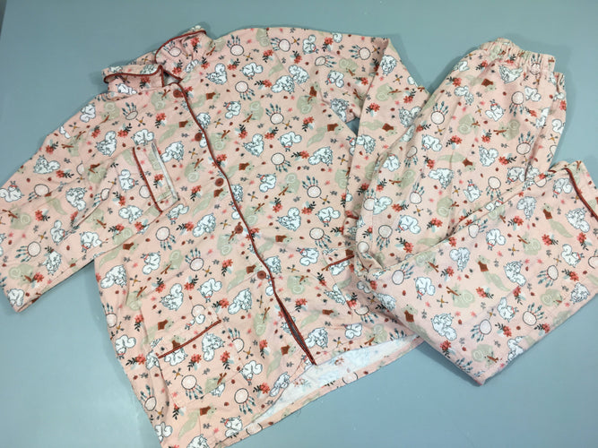 Pyjama 2 pcs flanelle rose clair écureuil Légèrement bouloché, moins cher chez Petit Kiwi