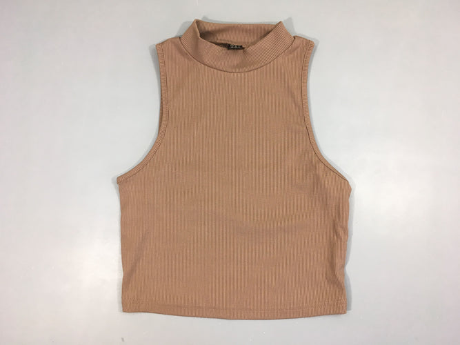Crop Top s.m brun côtelé col montant, moins cher chez Petit Kiwi