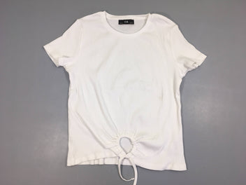 T-shirt m.c côtelé blanc noué ventre