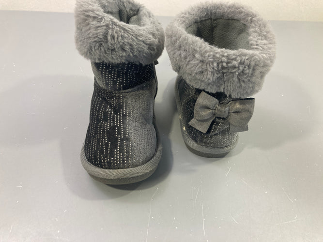 Bottes grises pailletées noeud fourrure, moins cher chez Petit Kiwi