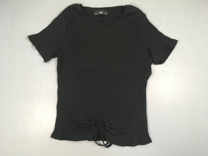 T-shirt m.c côtelé blanc noué ventre, moins cher chez Petit Kiwi