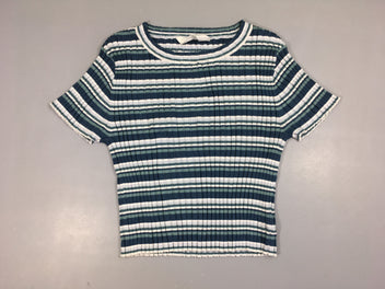 T-shirt m.c bleu rayé clair côtelé
