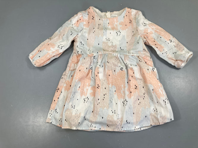 Robe m.l doublée blanche motifs saumons et traits noir Carrément beau, moins cher chez Petit Kiwi